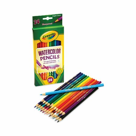 Crayola Watercolor Pencil Set, 3.3 mm, 2B (#1), Assorted Lead/Barrel Colors, PK24 PK 68-4304